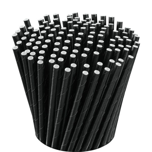PAILLE DROITE PAPIER 20 CM DIAM 6MM NOIRE 250PCS