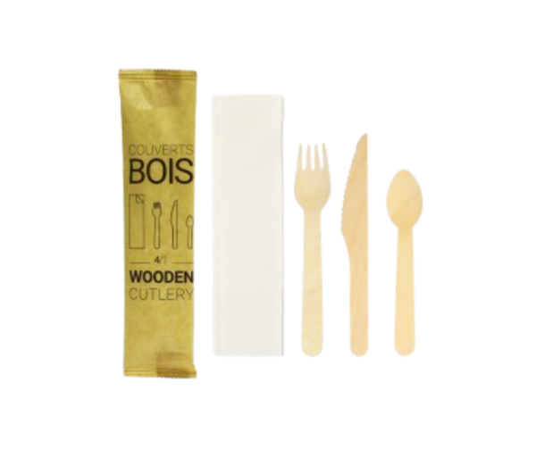 KIT COUVERTS BOIS 4/1X250PCS