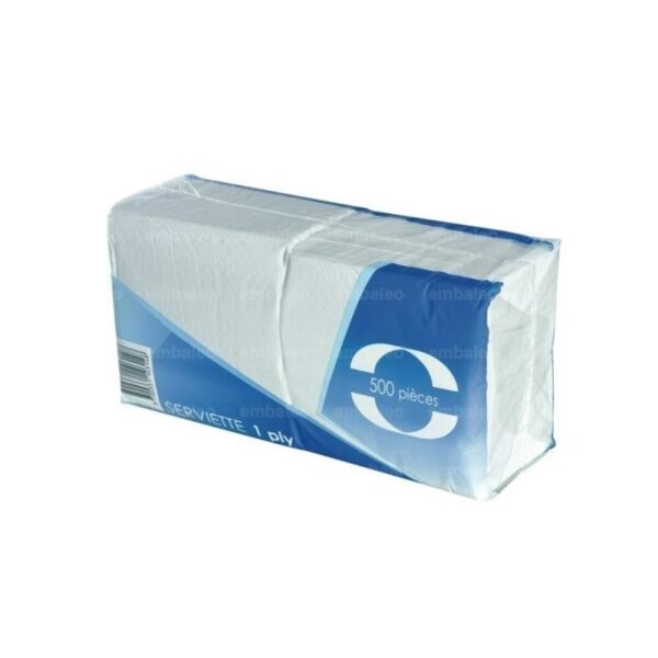 SERVIETTE OUATE 1 PLI 30X30CM BLANCHE 500 PCS